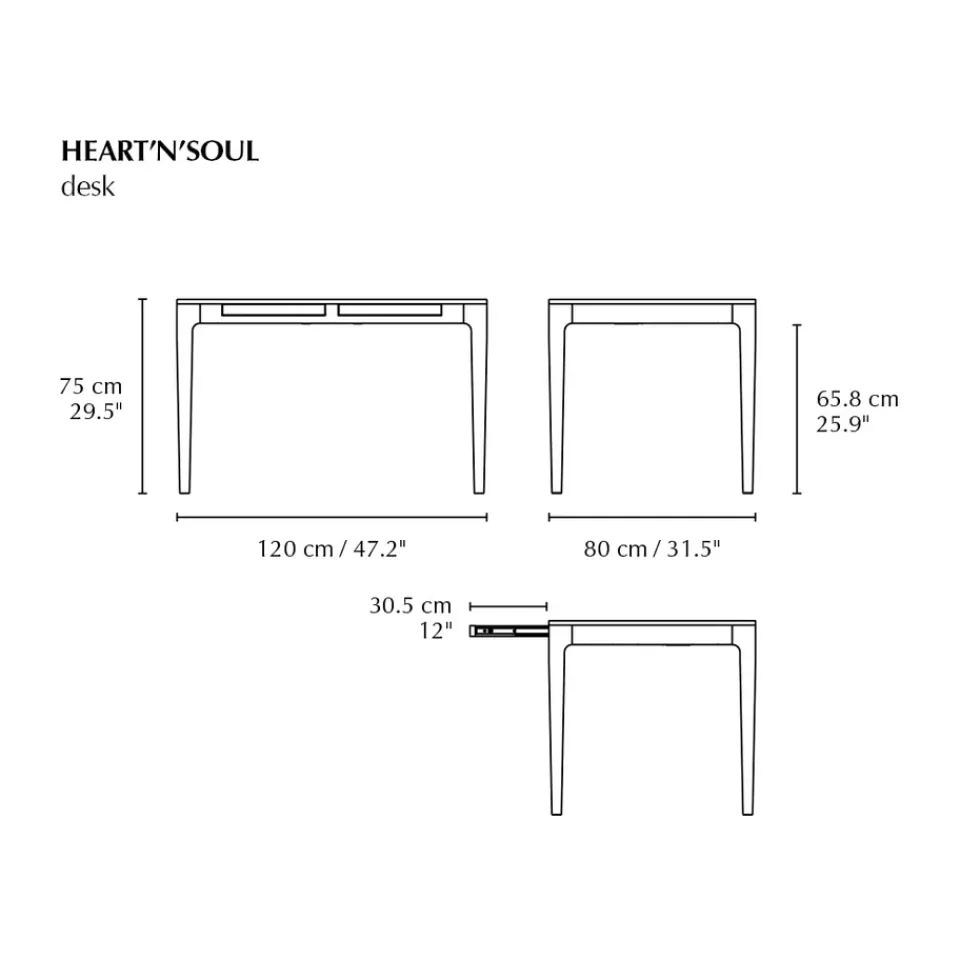 Umage Desks*Heart'n'Soul desk 80x120 cm, Oak-Fenix cloud grey BrownGrey