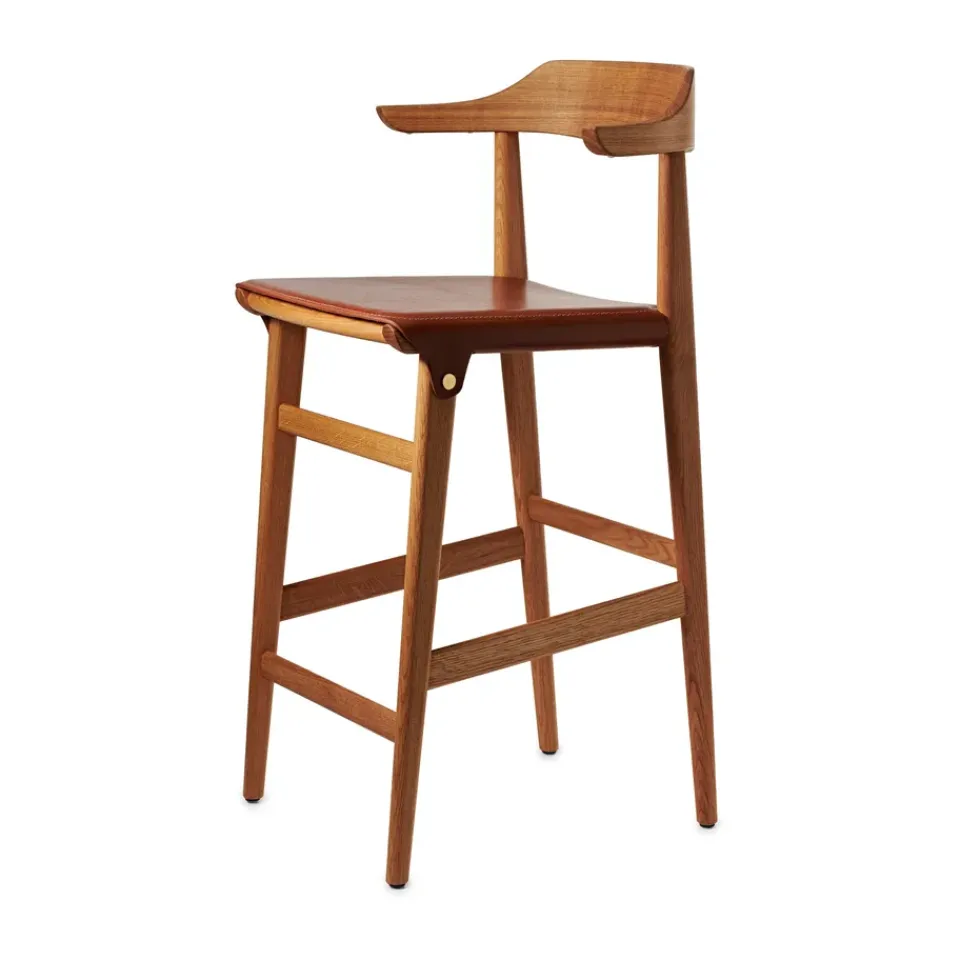 Gärsnäs Bar Stools*Hedda bar stool, Oak-pure-Tärnsjö leather cognac Beige