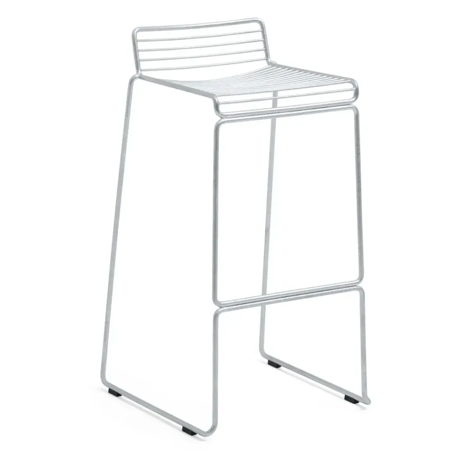 HAY Bar Stools*Hee High barstool 75 cm, Galvanized Silver-coloured