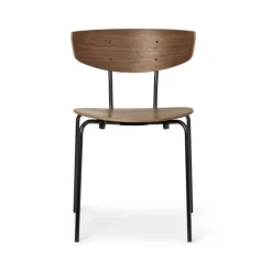 Ferm Living Chairs*Herman Stool, Walnut, black steel stand Brown
