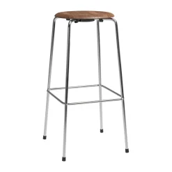 Fritz Hansen Bar Stools*High Dot bar stool, Walnut-chrome BrownSilver-coloured