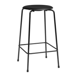 Fritz Hansen Bar Stools*High Dot counter stool 4 legs, Intense leather - steel Black