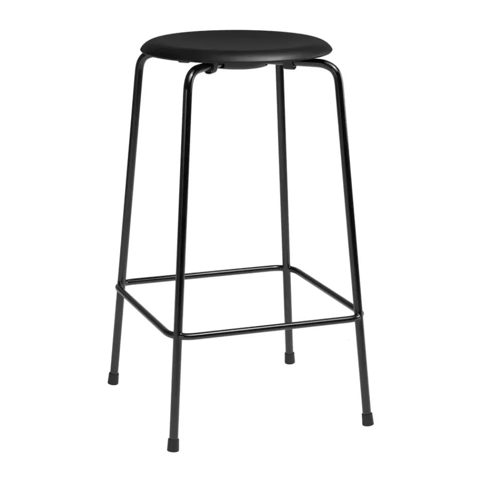 Fritz Hansen Bar Stools*High Dot counter stool 4 legs, Intense leather - steel Black