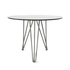 Grythyttan Stålmöbler Table For Outdoor Use*High Tech table, ø90 cm, -hot-dip galvanized stand White