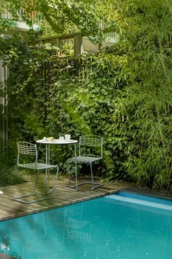 Grythyttan Stålmöbler Table For Outdoor Use*High Tech table, -hot-dip galvanized stand, Ø60 cm White