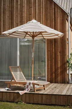 1898 Sun Protection*Hisshult parasol Ø270 cm, stripe-teak Beige