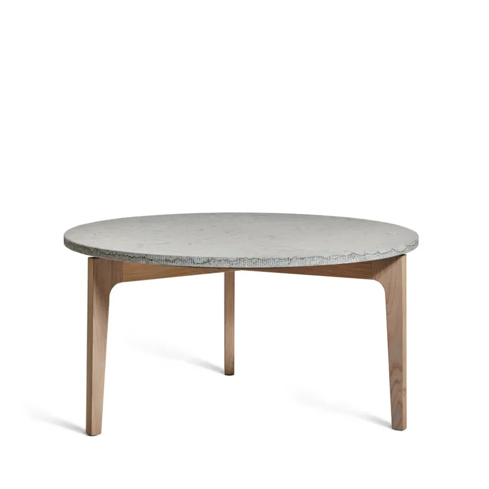 Mavis Coffee Tables*Höllviken coffee table Ø80 cm, Limestone-white pigmented oak leg BeigeWhite