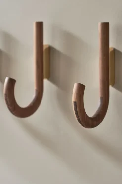 Gejst Clothes Hooks & Hangers*Hook hook 19 cm, Walnut-brass Brown