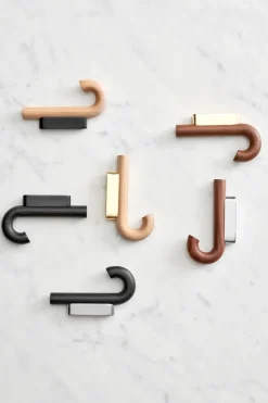 Gejst Clothes Hooks & Hangers*Hook hook mini 13.3 cm, Walnut-Chrome BrownSilver-coloured