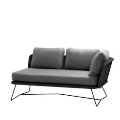 Cane-line Garden Sofas & Garden Benches|Outdoor Lounge Furniture*Horizon modular sofa, Natté -left-black frame Grey