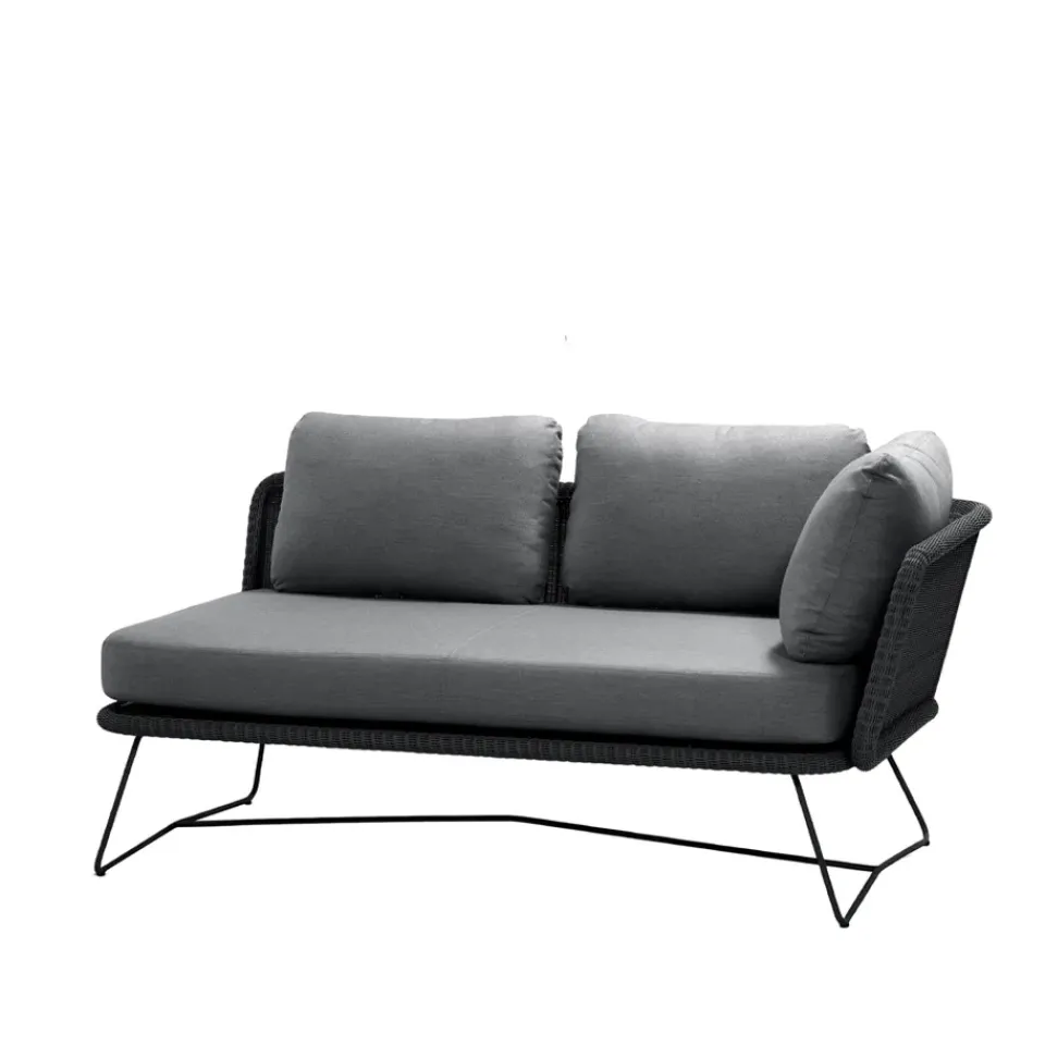 Cane-line Garden Sofas & Garden Benches|Outdoor Lounge Furniture*Horizon modular sofa, Natté -left-black frame Grey