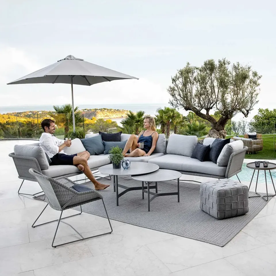 Cane-line Garden Sofas & Garden Benches|Outdoor Lounge Furniture*Horizon modular sofa, Natté -left-black frame Grey