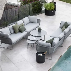 Cane-line Garden Sofas & Garden Benches|Outdoor Lounge Furniture*Horizon modular sofa, Natté , right, black frame Grey