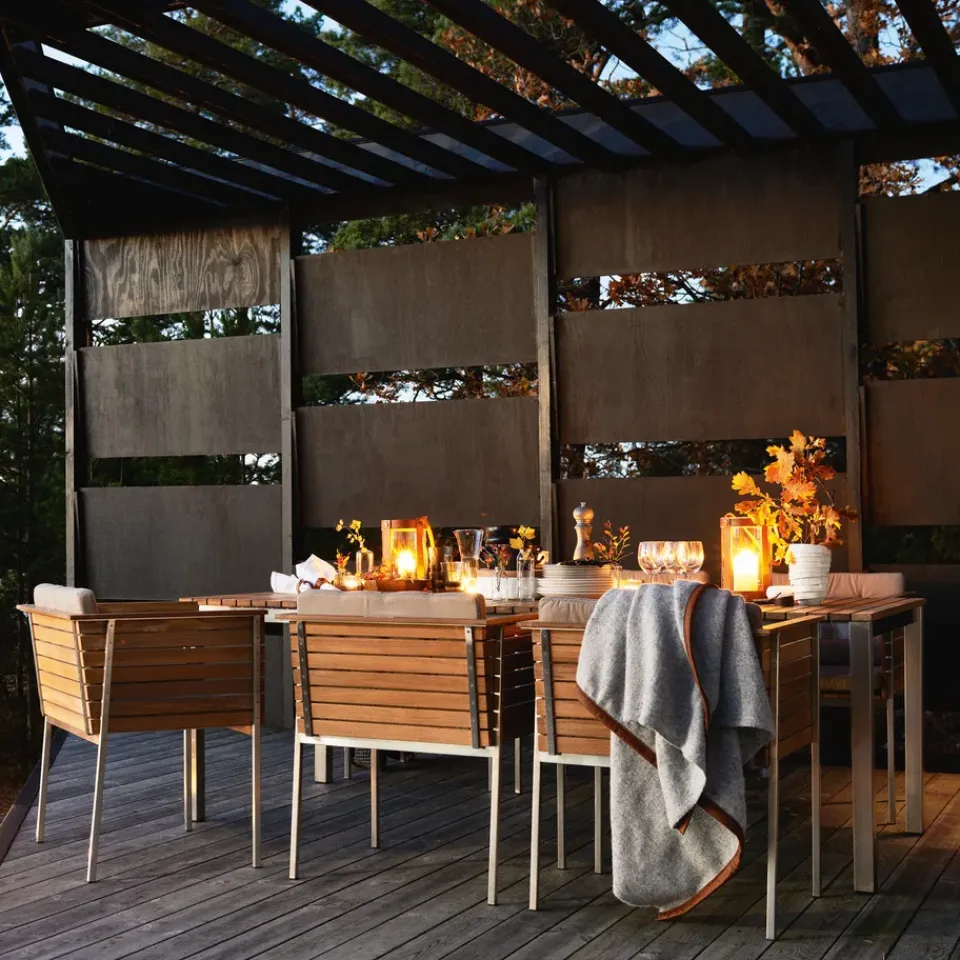 Skargaarden Seating*Häringe armchair, Sunbrella Natté Nature -teak-black Grey