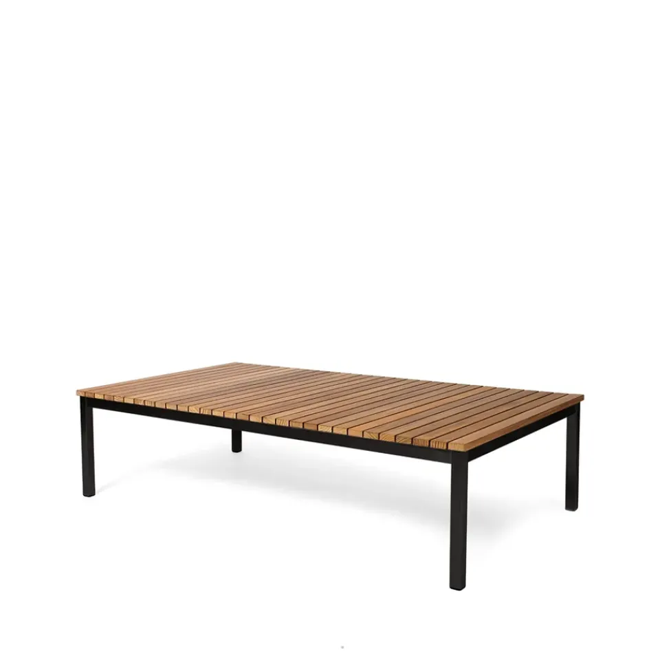 Skargaarden Table For Outdoor Use|Outdoor Lounge Furniture*Häringe coffee table, Teak, large, black steel frame Brown
