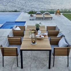 Skargaarden Table For Outdoor Use*Häringe dining table, Teak, medium, black steel frame Brown