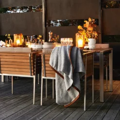 Skargaarden Table For Outdoor Use*Häringe dining table, Teak, large, black steel frame Brown