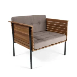 Skargaarden Seating|Outdoor Lounge Furniture*Häringe lounge chair, Sunbrella Natté Nature -teak-black Grey