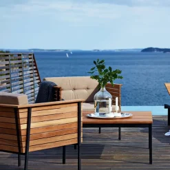 Skargaarden Seating|Outdoor Lounge Furniture*Häringe lounge chair, Sunbrella Natté Nature -teak-black Grey