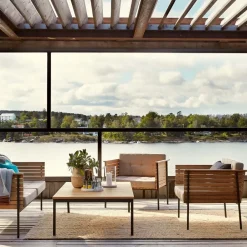 Skargaarden Seating|Outdoor Lounge Furniture*Häringe lounge chair, Sunbrella Natté Nature -teak-black Grey