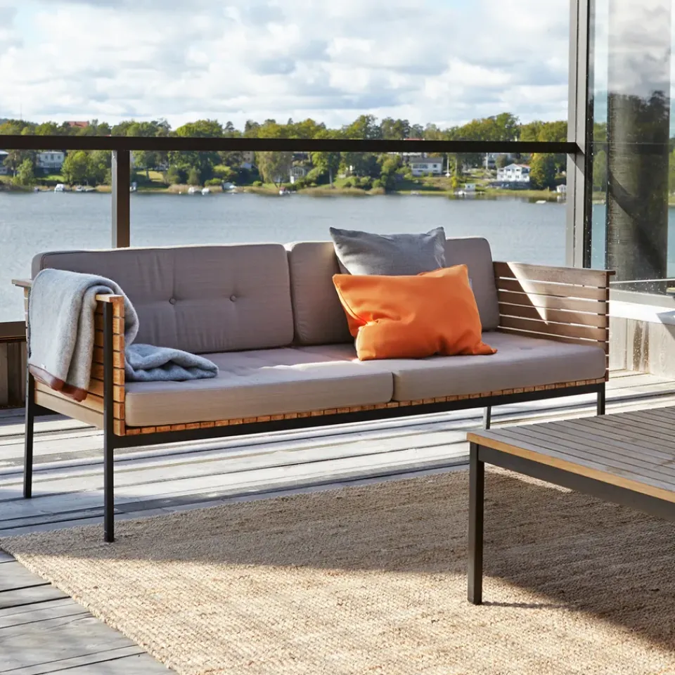 Skargaarden Garden Sofas & Garden Benches|Outdoor Lounge Furniture*Häringe sofa, Sunbrella Natté Nature -teak-black Grey