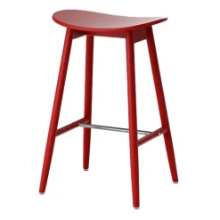 Massproductions Bar Stools*Icha barstool 65 cm, varnished beech Red