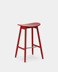 Massproductions Bar Stools*Icha barstool 65 cm, varnished beech Red