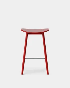 Massproductions Bar Stools*Icha barstool 65 cm, varnished beech Red