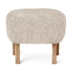 Audo Copenhagen Armchairs & Footstools*Ingeborg ottoman, Sheepskin moonlight, legs oak nature Brown