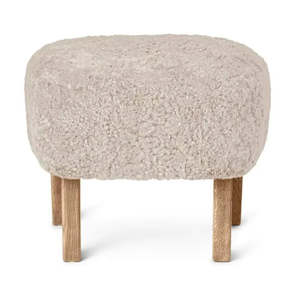 Audo Copenhagen Armchairs & Footstools*Ingeborg ottoman, Sheepskin moonlight, legs oak nature Brown