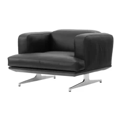 &Tradition Armchairs & Footstools*Inland AV21 armchair, Noble leather -polished aluminum Black