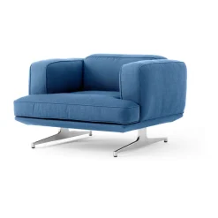 &Tradition Armchairs & Footstools*Inland AV21 armchair, Vidar 733-polished aluminium Blue