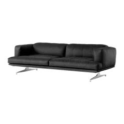 &Tradition Sofas*Inland AV23 3-seater sofa, Noble leather -polished aluminum Black