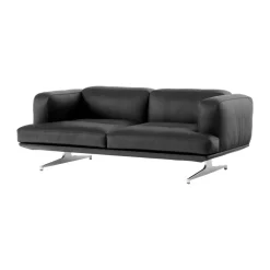 &Tradition Sofas*Inland AV22 sofa 2-seater, Noble leather -polished aluminum Black
