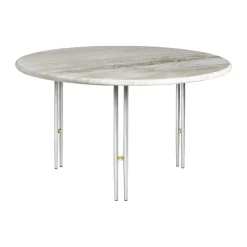 GUBI Coffee Tables*IOI coffee table, Rippled -chrome stand Ø70 cm Beige