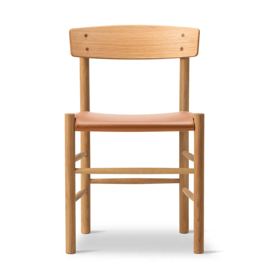 Fredericia Furniture Chairs*J39 chair, Oiled oak-leather Omni 307 cognac Brown