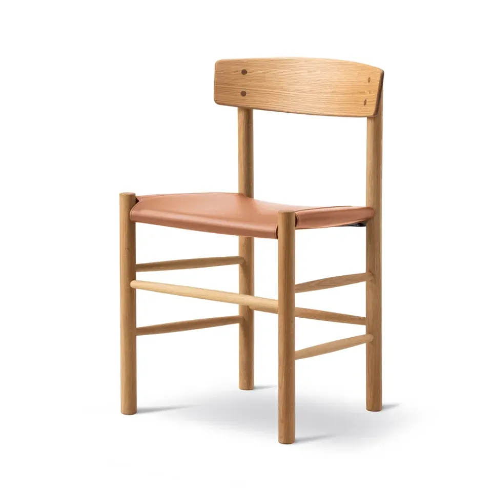 Fredericia Furniture Chairs*J39 chair, Oiled oak-leather Omni 307 cognac Brown