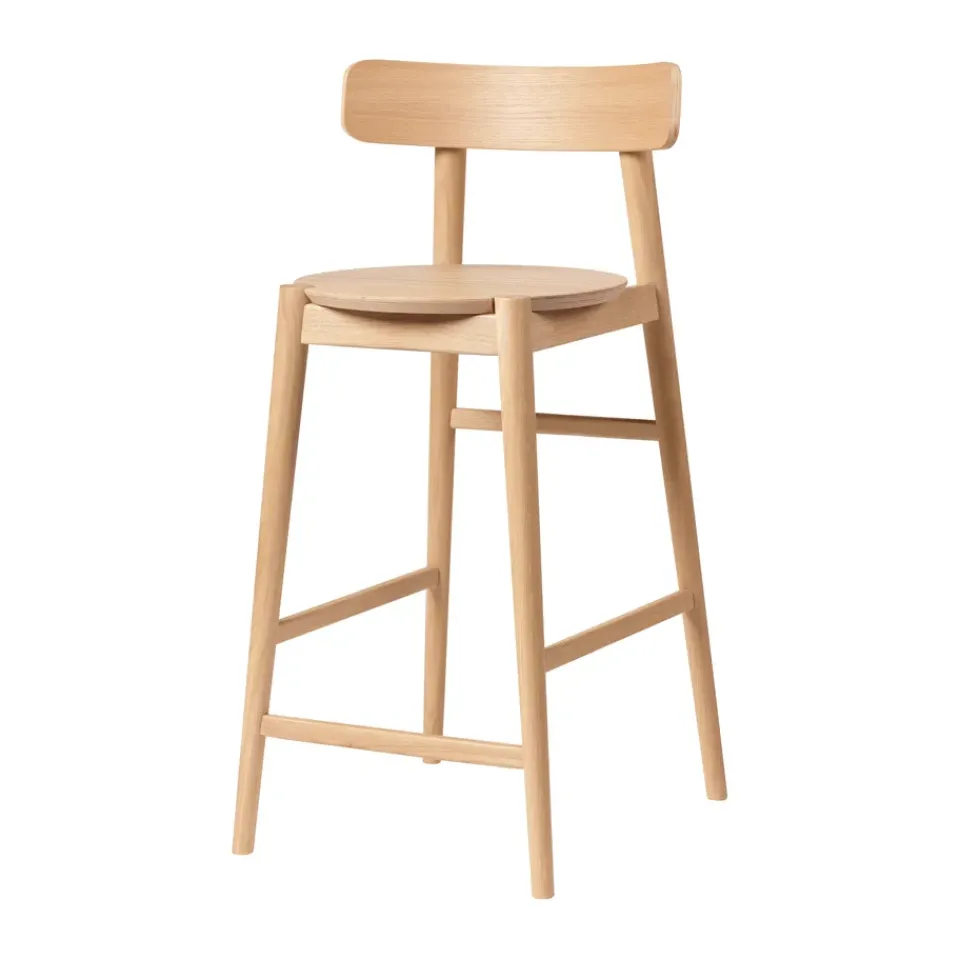 FDB Møbler Bar Stools*J185 Øst barstool 65 cm, Oak nature lacquered Beige