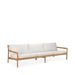 Ethnicraft Balcony Furniture|Outdoor Lounge Furniture*Jack outdoor 3 seater sofa teak, Off- White