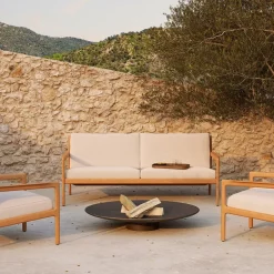 Ethnicraft Balcony Furniture|Outdoor Lounge Furniture*Jack outdoor sofa 2-seater teak, off-, teak base White