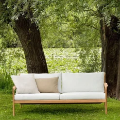 Ethnicraft Balcony Furniture|Outdoor Lounge Furniture*Jack outdoor sofa 2-seater teak, off-, teak base White