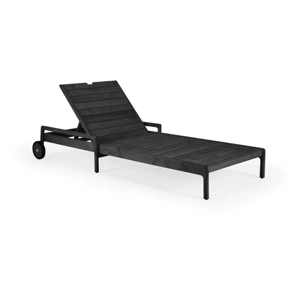 Ethnicraft Seating*Jack outdoor sunbed stained teak, Excl. cushion Black