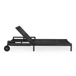 Ethnicraft Seating*Jack outdoor sunbed stained teak, Excl. cushion Black