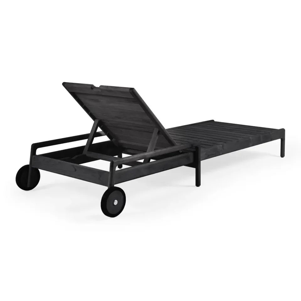 Ethnicraft Seating*Jack outdoor sunbed stained teak, Excl. cushion Black