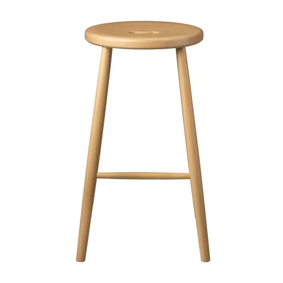 FDB Møbler Bar Stools*J27C Counter bar stool, Beech nature lacquered Brown