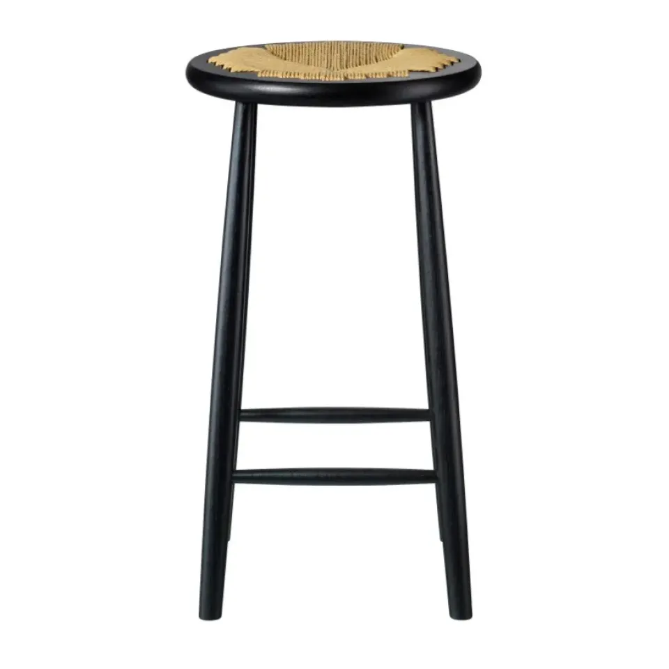 FDB Møbler Bar Stools*J165C Counter Round bar stool, Oak painted-nature Black