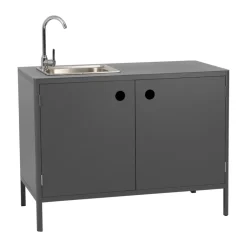 Brafab Garden Details & Accessories*Kelia outdoor kitchen base cabinet with sink, Anthracite, 121x90x64 cm Grey
