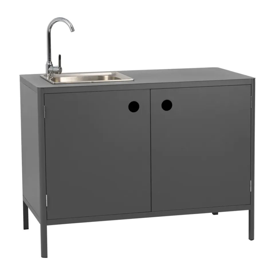 Brafab Garden Details & Accessories*Kelia outdoor kitchen base cabinet with sink, Anthracite, 121x90x64 cm Grey