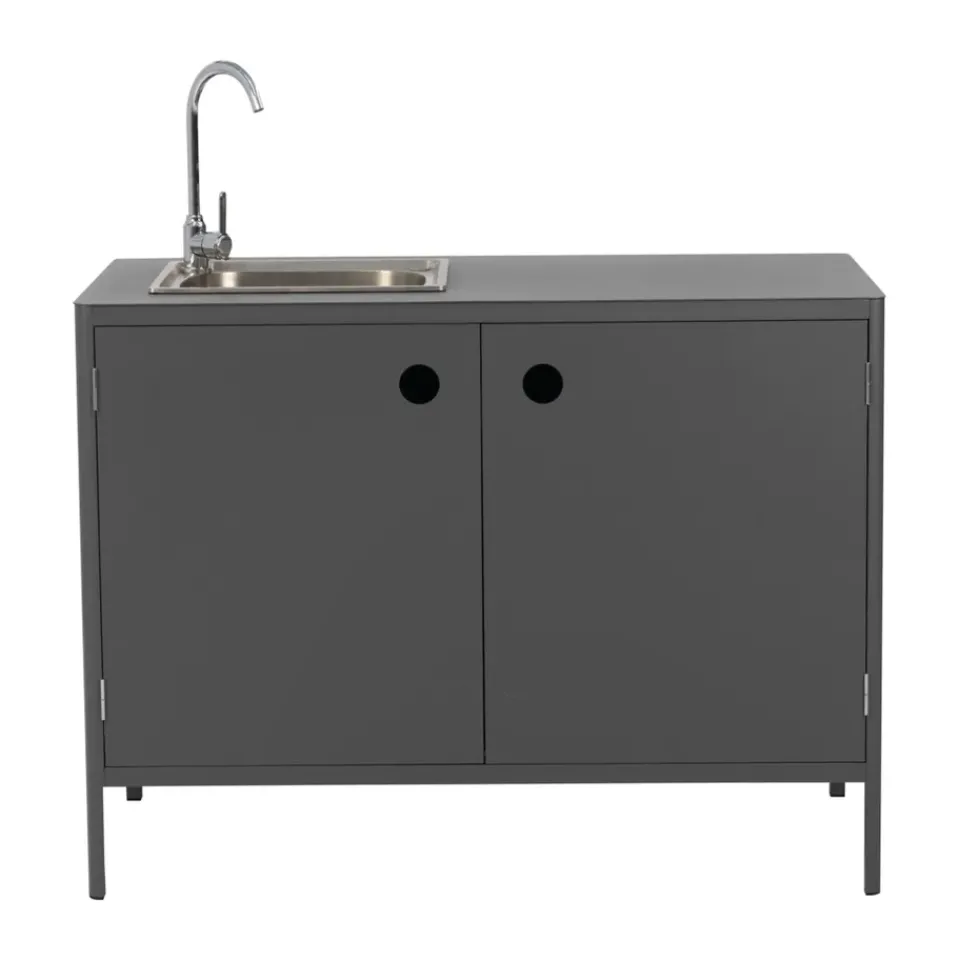 Brafab Garden Details & Accessories*Kelia outdoor kitchen base cabinet with sink, Anthracite, 121x90x64 cm Grey