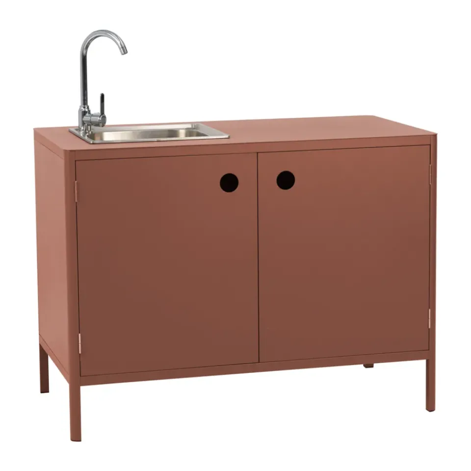 Brafab Garden Details & Accessories*Kelia outdoor kitchen base cabinet with sink, Zin , 121x90x64 Red